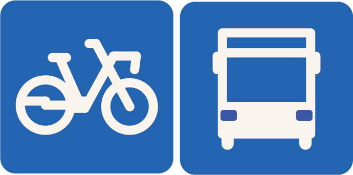 Map icons for a bike share station and a bus stop.
